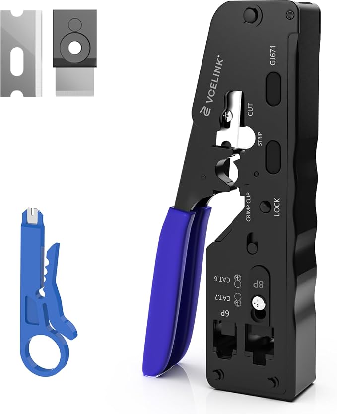 VCELINK RJ45 Crimp Tool, All-In-One Ethernet Pass Through Crimper by VCELINK