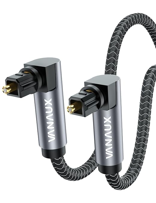 VANAUX Double 90 Degree Optical Cable, 5FT SPDIF Audio Optical Cable, 360 by VANAUX