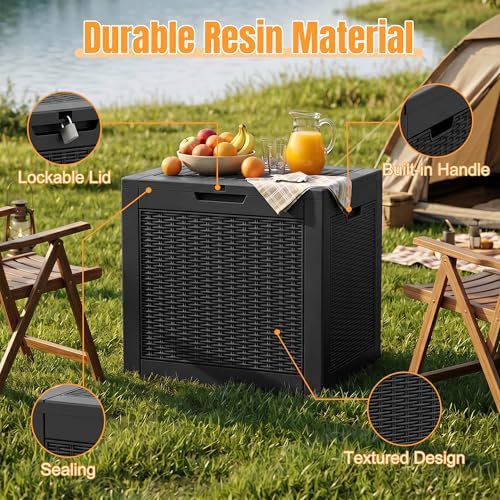 Outdoor Storage Box, 42 Gallon Waterproof Resin Patio Deck Box - Image 3