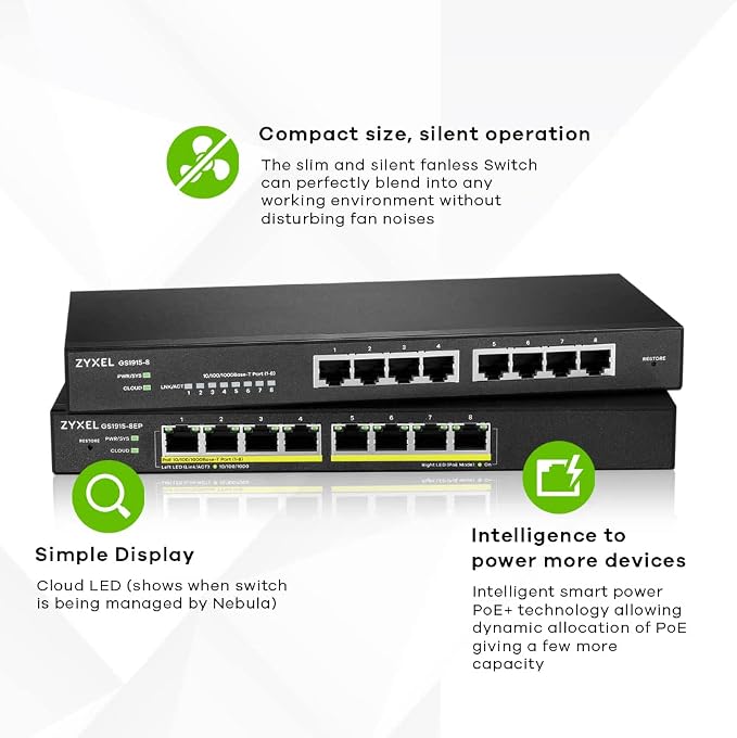 Zyxel 8 Port Ethernet Switch | Smart Managed Gigabit Network Switch | 8X GbE - Image 4