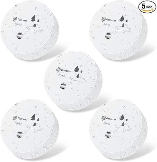 Geevon 5 Pack Water Leak Detectors, 100dB Water Sensor Alarms Flood Detector by GEEVON
