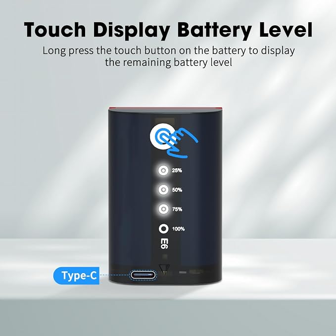 LP LP-E6, LP-E6N Battery 2-Pack 2600mAh USB-C Charging, LED Display Replacement - Image 3