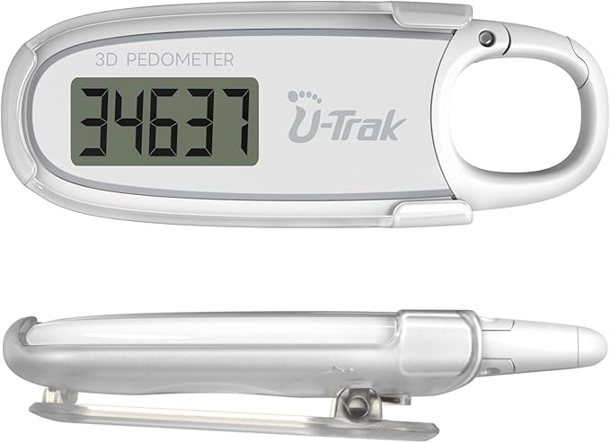 3D Pedometer for Walking with Removable Clip and Carabiner Simple Step Counter by U-Trak