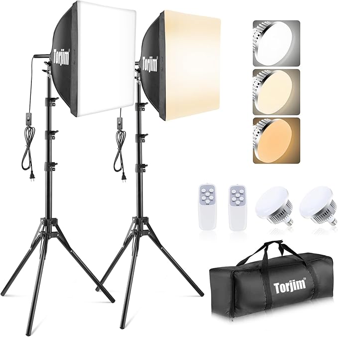 Torjim Softbox Photography Lighting Kit, Studio Lights by Torjim