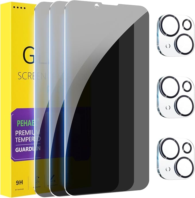 PEHAEL 3+3Pack for iPhone 13 Privacy Screen Protector by PEHAEL