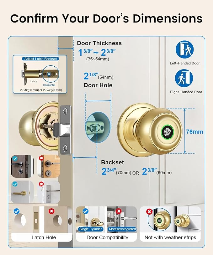 Fingerprint Door Lock, Smart Fingerprint Door Knob - Image 7