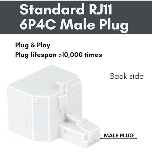 Phone Line Splitter, 2 Pack RJ11 6P4C Telephone Jack Adapter 1 Male to Dual - Image 7