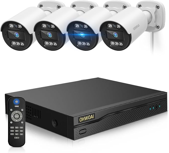 《5MP Super HD & 80ft IR Night Vision》Wired Security Camera System Outdoor by OHWOAI