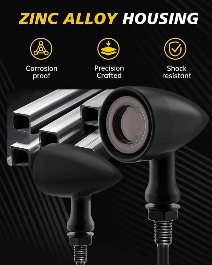 TSUNG Universal Motorcycle LED Turn Signals Lights Small Bullet Front Rear - Image 6