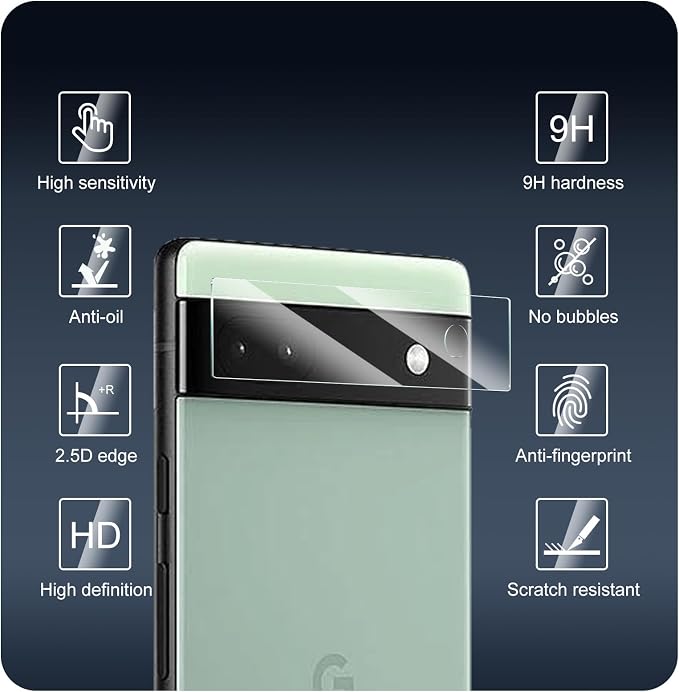 4-Pack Camera Lens Protector for Google Pixel 6A, Tempered Glass Camera Cover - Image 2