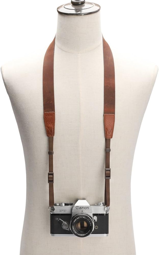 Crazy Horse Leather Camera Strap, Vintage Camera Strap, Adjustable Camera Neck - Image 5