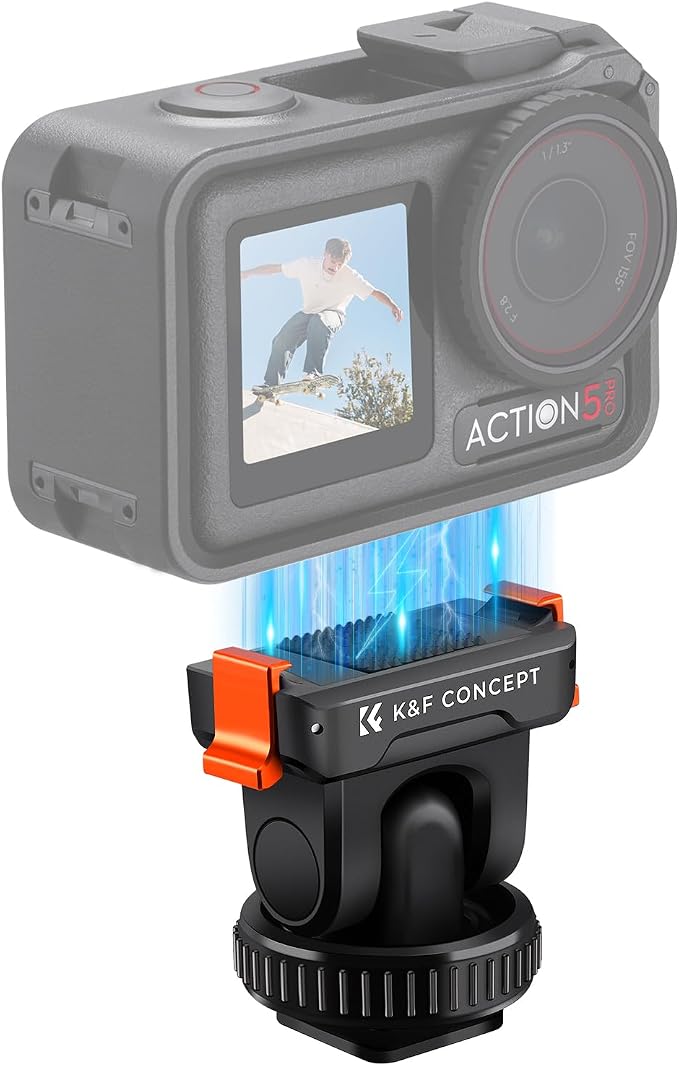K&F CONCEPT Cold Shoe Action Camera Magnetic Quick Mount Holder, Tripod Mount - Image 2