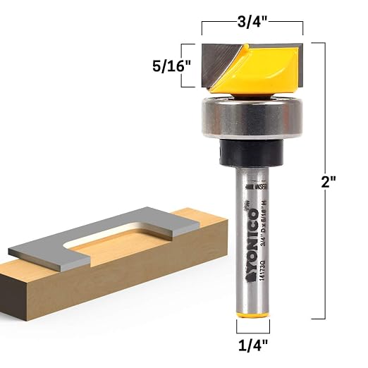 YONICO Flush Trim Router Bit 3/4-Inch Diameter 1/4-Inch Shank 14173q - Image 2