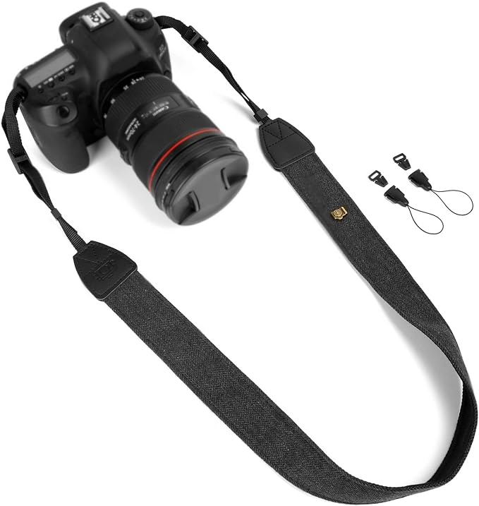 Camera Strap Canvas Black Shoulder Strap by WANBY