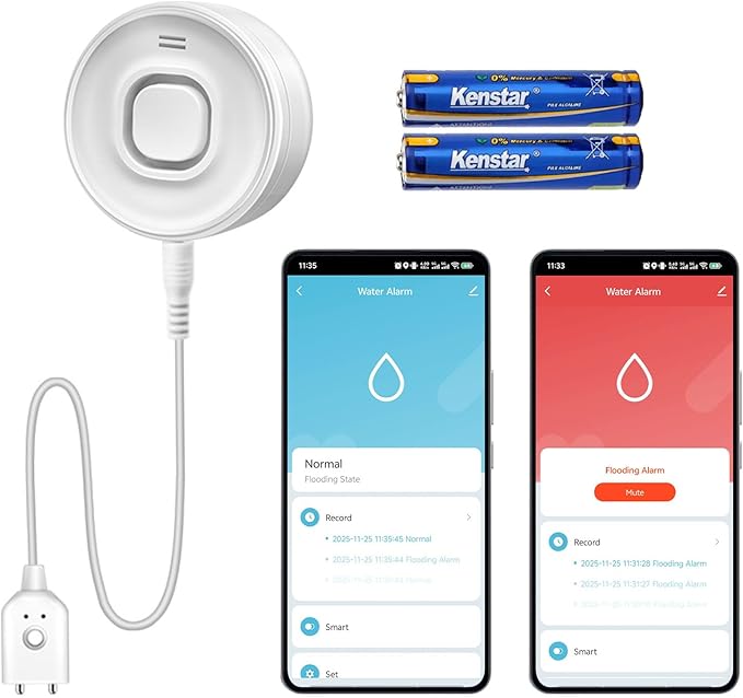 WiFi Water Leak Detectors for Home, Real-Time Mobile Alerts Smart Water Sensor by VirtueSensor