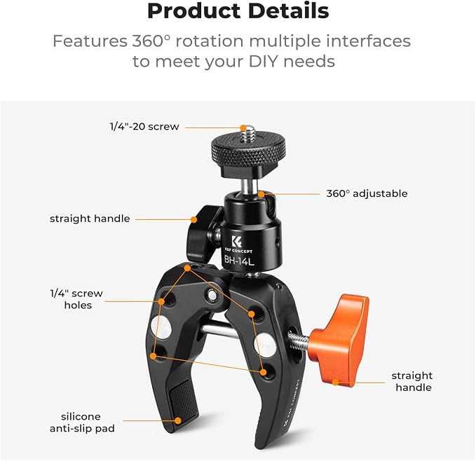 K&F CONCEPT Super Clamp Camera Clamp - Image 2