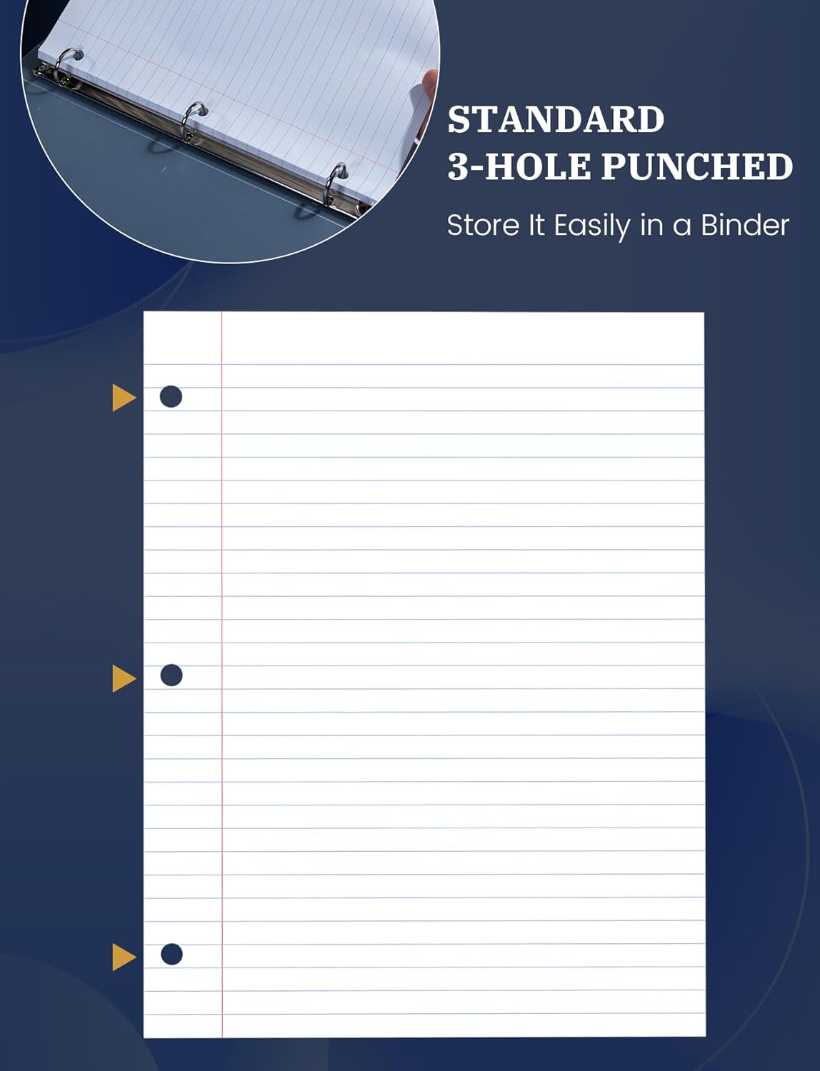 10 Pack Loose Leaf Paper 8.5 x 11, 1000 Sheets Lined Paper for 3 Ring Binders, Wide Ruled Notebook Paper, 3 Hole Punch Binder Paper, 100 Sheets/Pack Filler Paper for Office, School, and Home