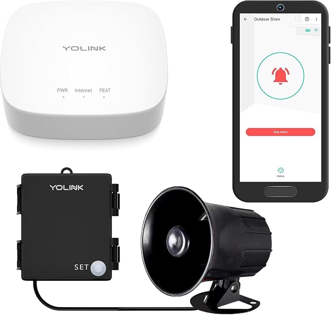 YoLink Hub and Outdoor Security Siren & Smart Alarm Controller Kit by YoLink