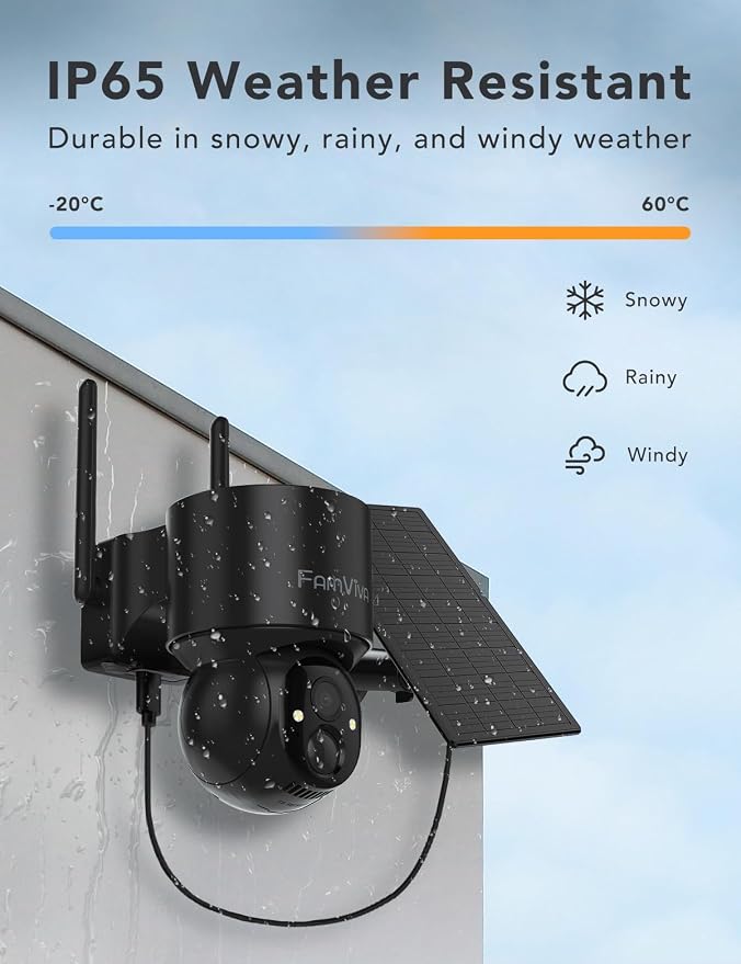 2K Solar Security Cameras Wireless Outdoor, 360°PTZ Battery Powered Cameras - Image 4