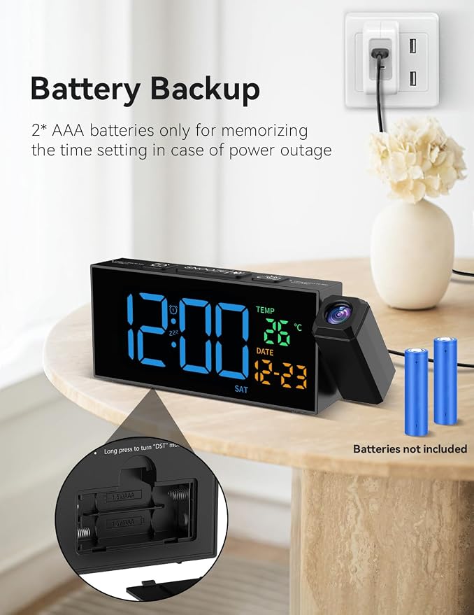 Netzu Projection Clock for Bedroom Ceiling, Digital Clocks - Image 7