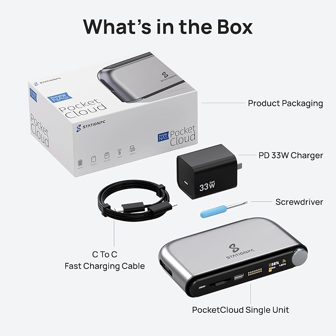 PocketCloud Portable NAS, M.2 NVMe & SD Card Slots, One-Click Backup, Wi-Fi 6 - Image 8