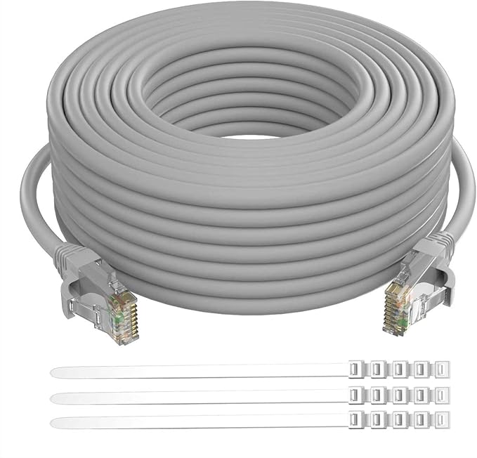 Adoreen Cat 6 Ethernet Cable 75 Ft-Gray, Outdoor & Indoor Snagless Long Round by Adoreen
