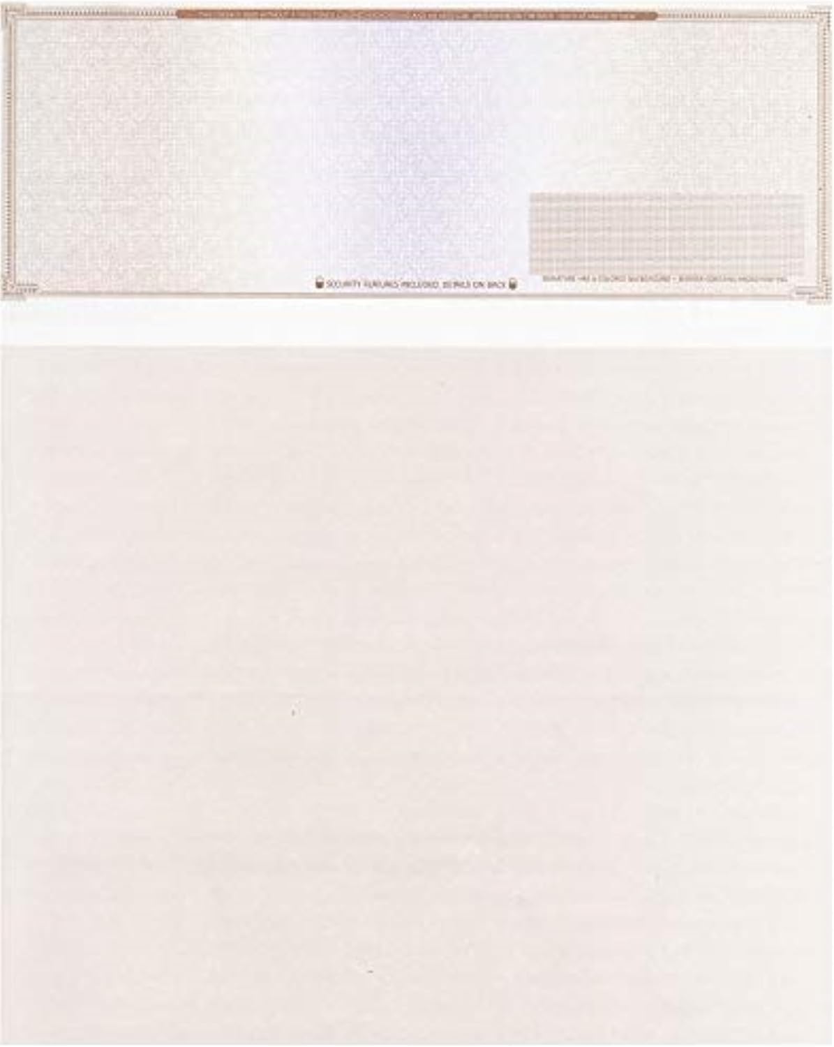500 Blank Check Stock - Check on Top Mazed - Paper Weight # 70"High Security" Check Paper Brown Mazed