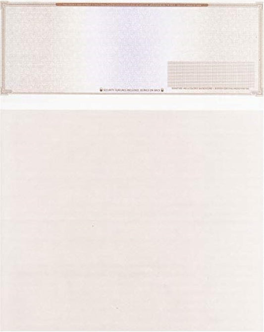 500 Blank Check Stock - Check on Top Mazed - Paper Weight # 70"High Security" Check Paper Brown Mazed