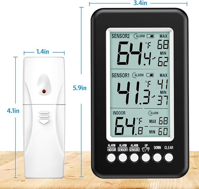 AMIR Refrigerator Thermometer, Wireless Digital Freezer Thermometer - Image 4