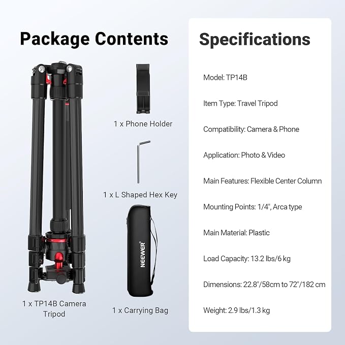 NEEWER Basics 72" / 182 cm Travel Tripod Monopod - Image 8