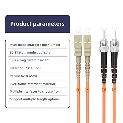 SC/UPC to ST/UPC Fiber Patch Cable OM1 Multimode Duplex 62.5/125μm 35M/114.8FT - Image 4