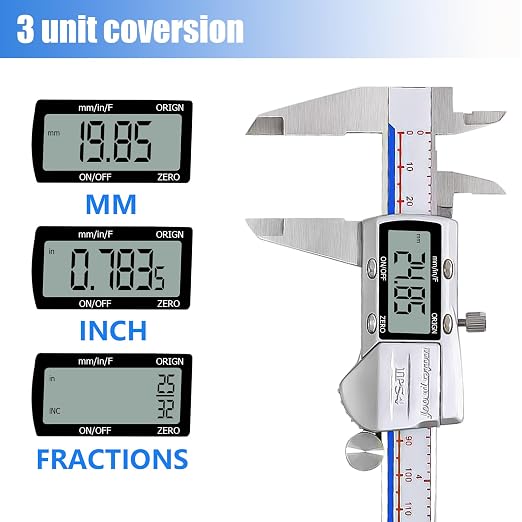 Digital Caliper Measuring Tool, IP54 Waterproof Stainless Steel Vernier Caliper - Image 3