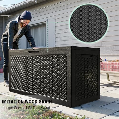PatioZen 121 Gallon Resin Deck Box, Lockable Outdoor Storage Box - Image 2