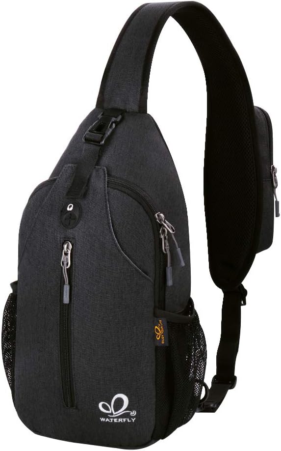 WATERFLY Crossbody Sling Backpack Sling Bag Travel Hiking Chest Bag Daypack by Waterfly