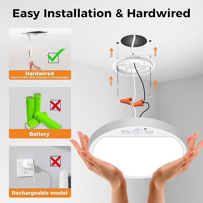 slochi Motion Sensor Light Indoor Wired, 8.7 Inch 3000K/4000K/6500K Closet - Image 2