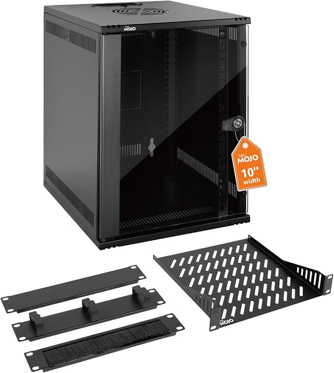 Tecmojo 9U 10 inch Rack, Wall Mount Network Cabinet Set, 12.3W x 13D x 17.1H- by Tecmojo