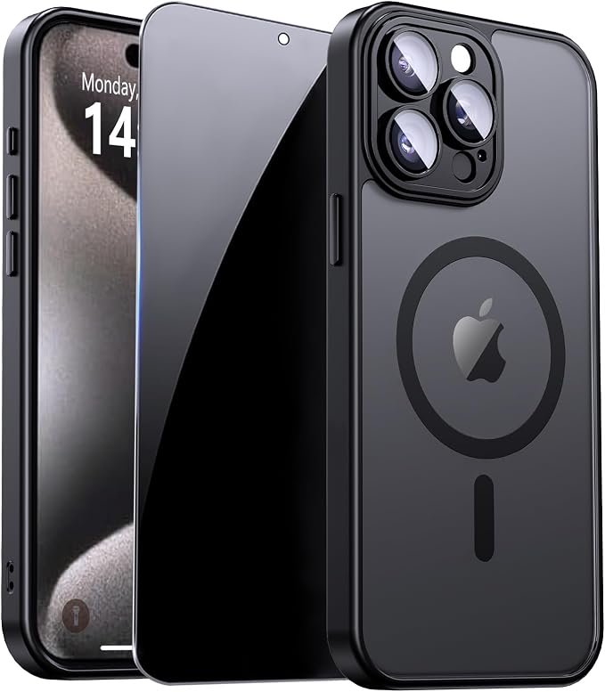 for iPhone 15 Pro Case with Privacy Screen Protector and Camera Protection by ZOZDOKG