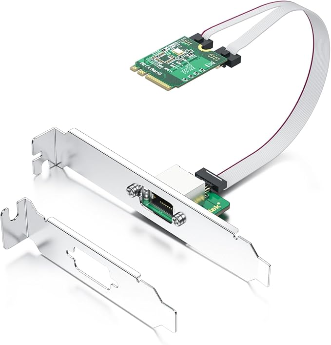 M.2 A+E Key 2.5G Gigabit Ethernet Network Card, 18-cm Cable Length by 10Gtek