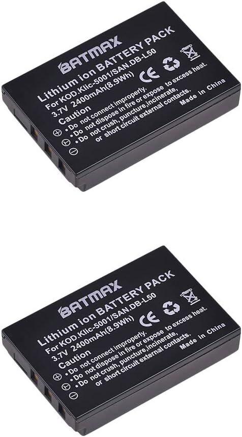 Batmax 2x 2400mAh KLIC-5001 Li-ion Battery + LCD USB Charger - Image 2