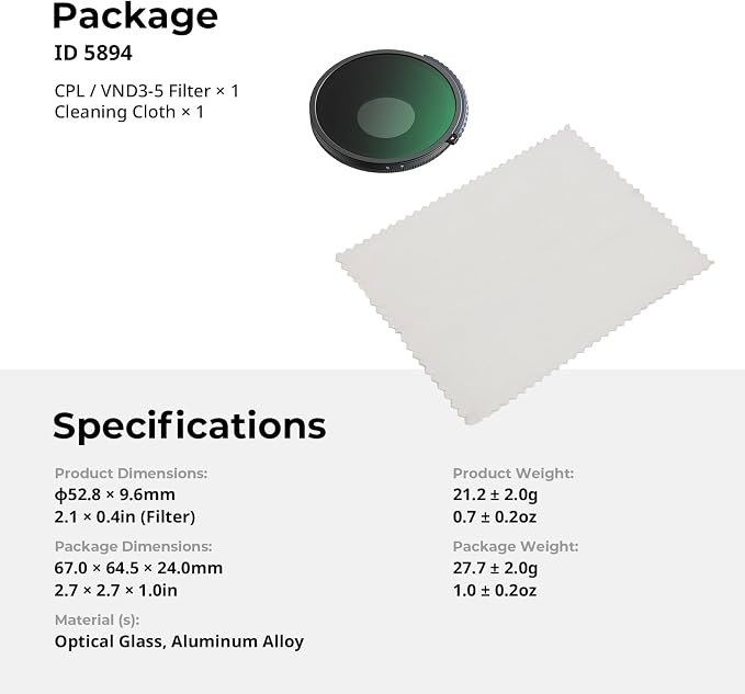 SmallRig 2-in-1 CPL/VND 3-5 Filter - Image 7