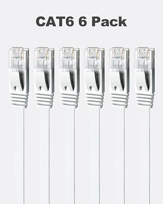 Yauhody CAT 6 Ethernet Cable 5ft 6-Pack White, High Speed Solid Flat CAT6 - Image 8