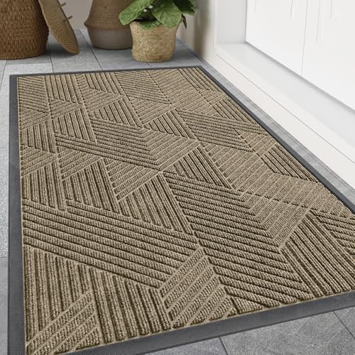 Smiry Front Door Mat Outside Entrance, Low Profile Rubber Doormat by Smiry
