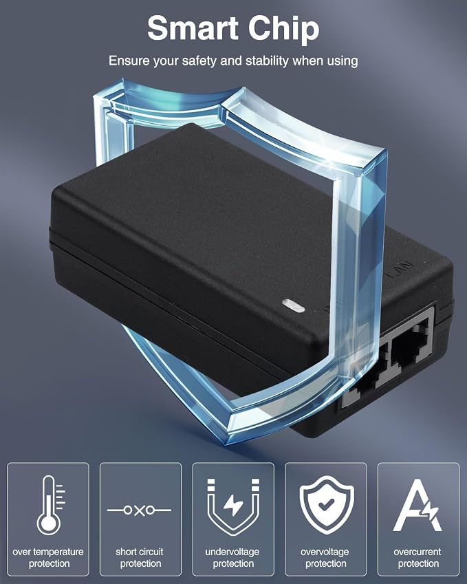 Gigabit PoE Injector 48V Power Over Ethernet Supply Adapter 10/100/1000Mbps - Image 5