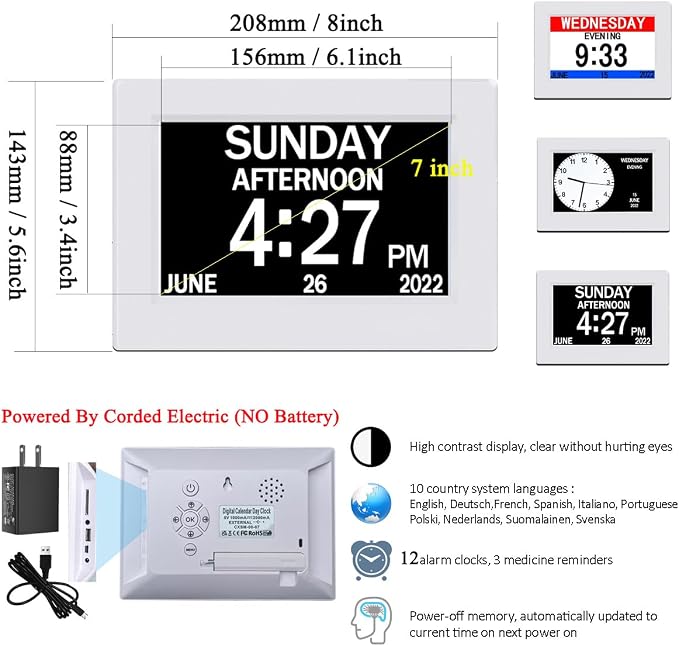 AINFTIME DST Clock with Day and Date - Image 2