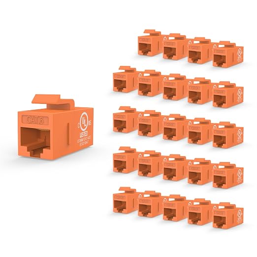 VCE UL-Listed CAT6 Keystone Coupler 25-Pack, Ethernet Coupler Female to Female by VCE