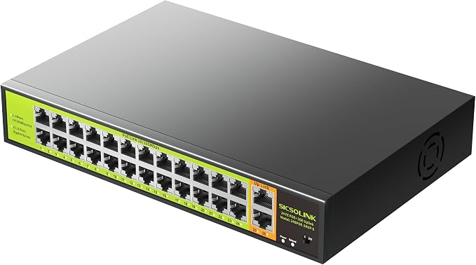 24 Port PoE+ Switch 2 Gigabit Uplink 400W Rack Mount Unmanaged IEEE 802.3af/at by SICSOLINK