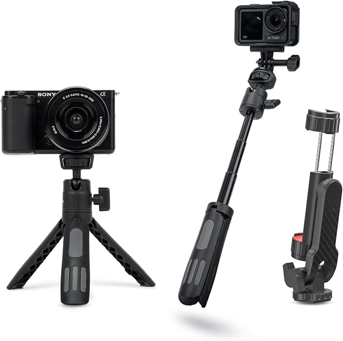 Lightweight Mini Tripod for Camera/Phone/Webcam & Selfie Stick, 360° Phone Clip by yingshijiang