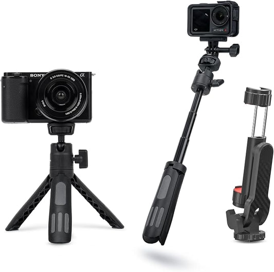 Lightweight Mini Tripod for Camera/Phone/Webcam & Selfie Stick, 360° Phone Clip by yingshijiang