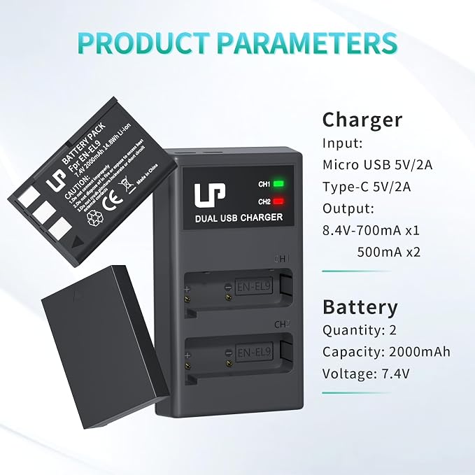 LP EN-EL9 EN EL9a Battery Charger Pack, D5000 Digital SLR Cameras - Image 6