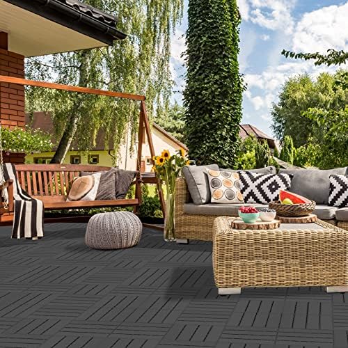Goovilla Plastic Interlocking Deck Tiles, 36 Pack, Dark Grey - Image 2